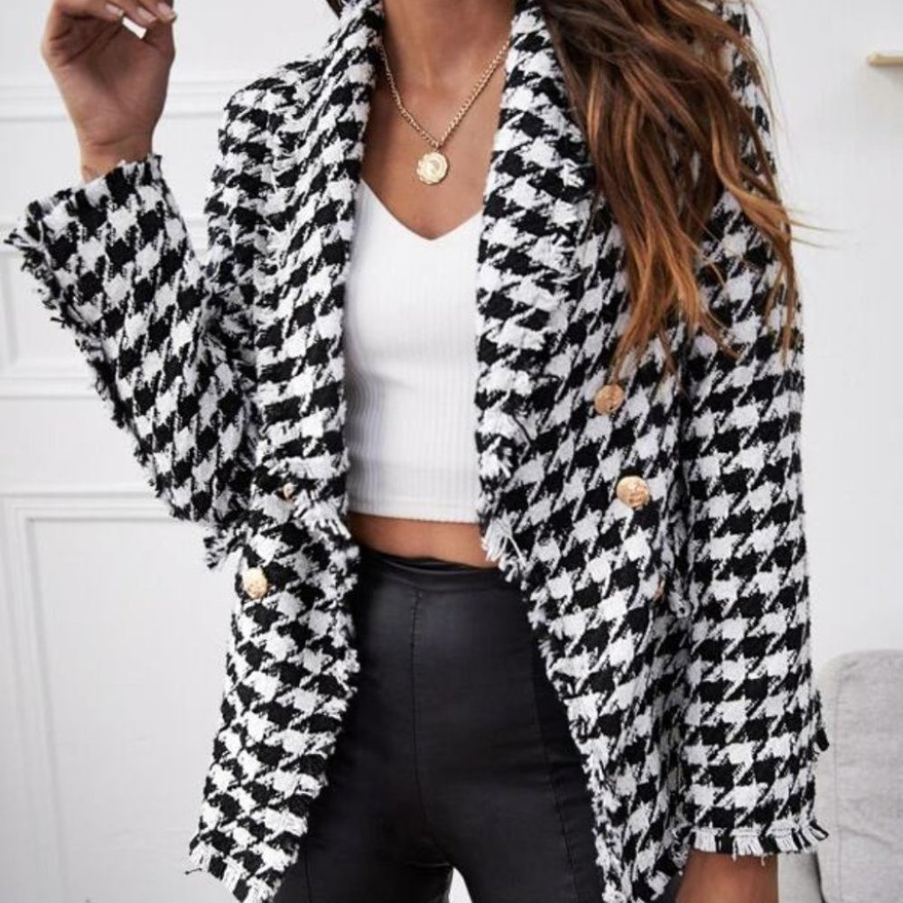 THE CLASSIC Houndstooth Blazer Jacket - Picture 2 of 16